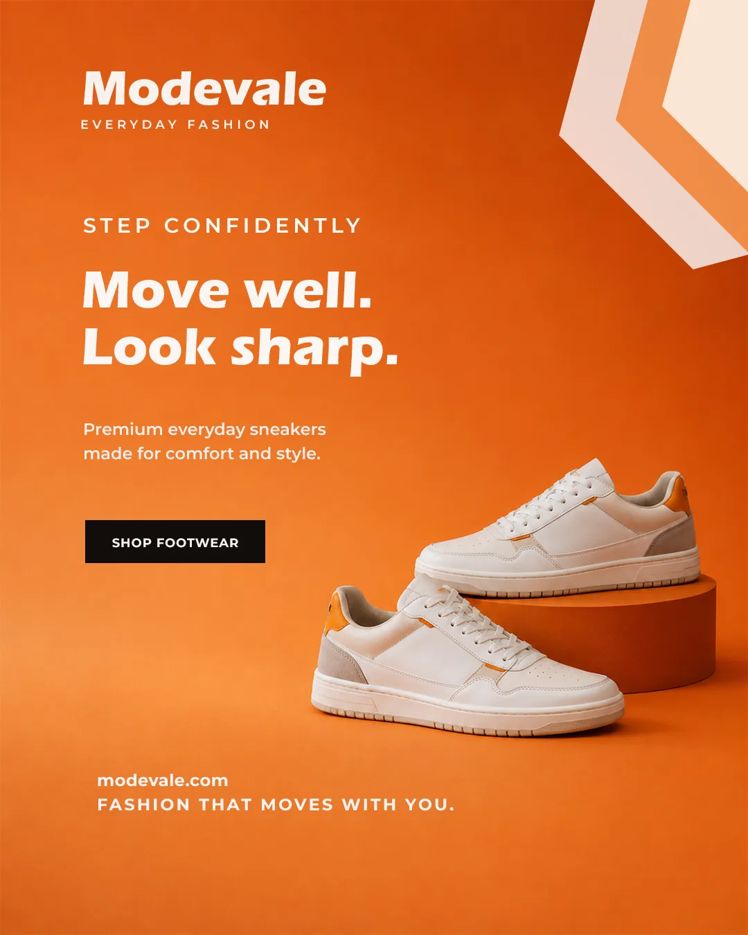 Modevale campaign design featuring everyday sneakers